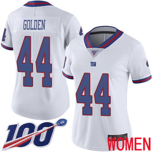 Women New York Giants #44 Markus Golden Limited White Rush Vapor Untouchable 100th Season Football NFL Jersey